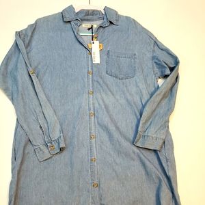 Scarlet Boulevard Long Denim look Shirt/Dress, Size Small NWT